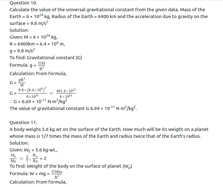 Maharashtra Board Solutions Class 11-Physics: Chapter 5- Gravitation