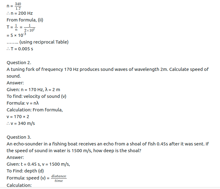 Maharashtra Board Solutions Class 11-Physics: Chapter 8- Sound
