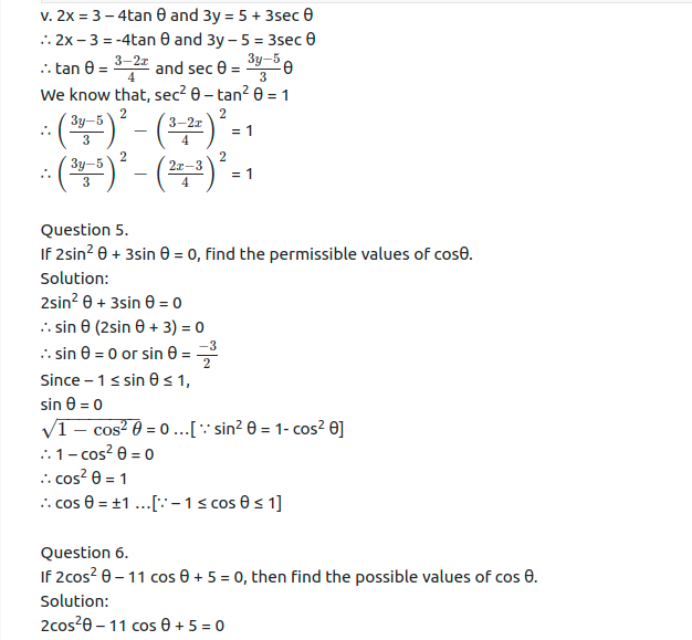 Maharashtra Board Solutions Class 11-Arts & Science Maths (Part 1): Chapter 2- Trigonometry – I Ex 2.2