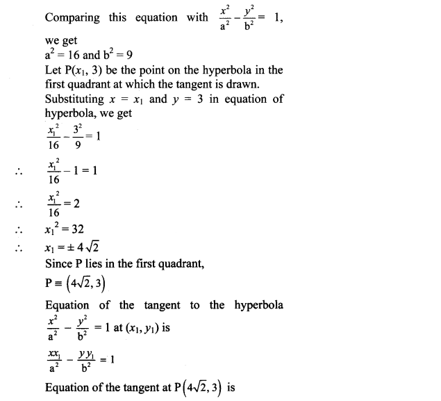 Maharashtra Board Solutions Class 11-Arts & Science Maths (Part 1): Chapter 7- Conic Sections Ex 7.3