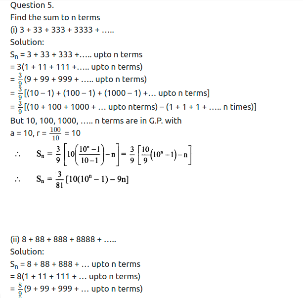 Maharashtra Board Solutions Class 11-Arts & Science Maths (Part 2): Chapter 2- Sequences and Series Ex. 2.2