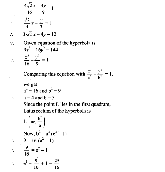 Maharashtra Board Solutions Class 11-Arts & Science Maths (Part 1): Chapter 7- Conic Sections Ex 7.3