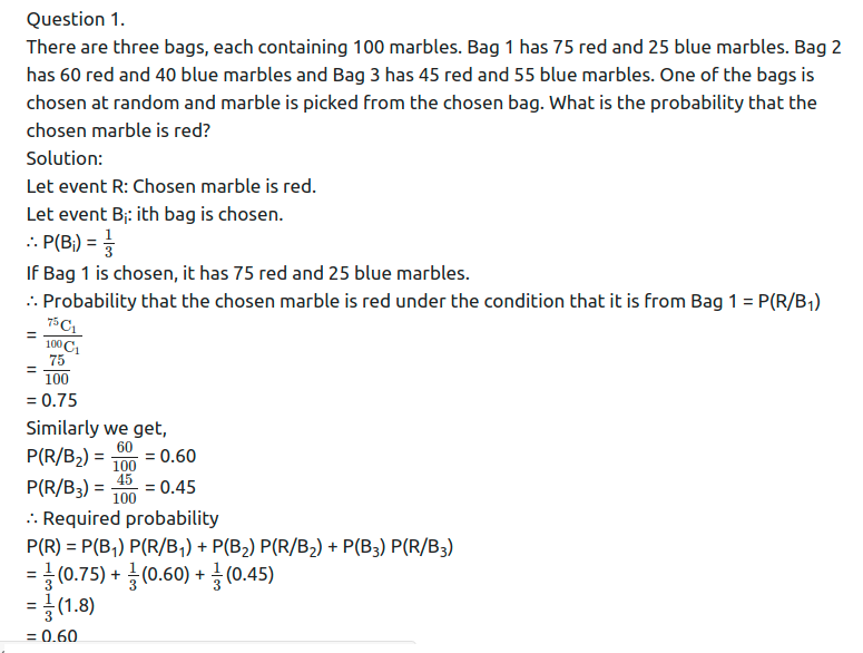 Maharashtra Board Solutions Class 11-Arts & Science Maths (Part 1): Chapter 9- Probability Ex 9.4