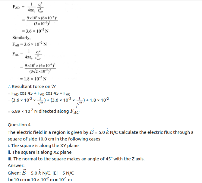 Maharashtra Board Solutions Class 11-Physics: Chapter 10- Electrostatics