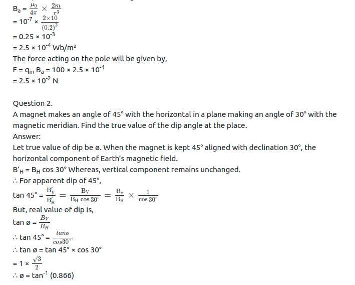 Maharashtra Board Solutions Class 11-Physics: Chapter 12- Magnetism