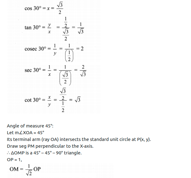 Maharashtra Board Solutions Class 11-Arts & Science Maths (Part 1): Chapter 2- Trigonometry – I Ex 2.1