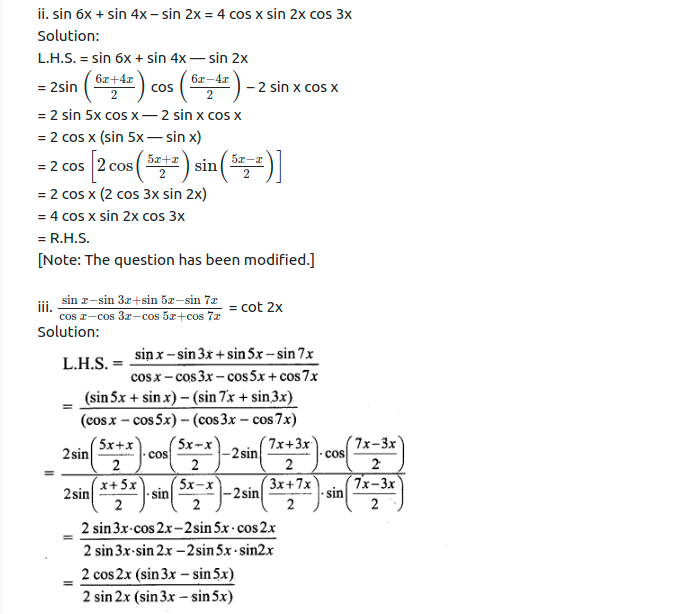 Maharashtra Board Solutions Class 11-Arts & Science Maths (Part 1): Chapter 3- Trigonometry – II Ex 3.4
