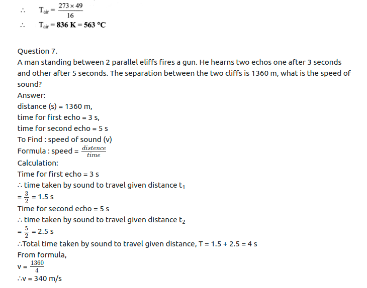 Maharashtra Board Solutions Class 11-Physics: Chapter 8- Sound