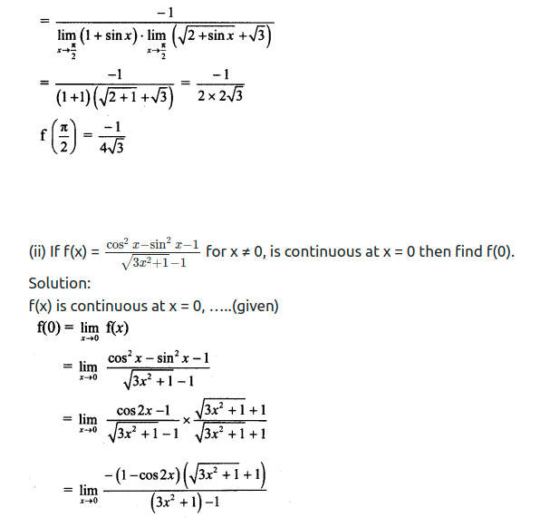 Maharashtra Board Solutions Class 11-Arts & Science Maths (Part 2): Chapter 8- Continuity Ex 8.1