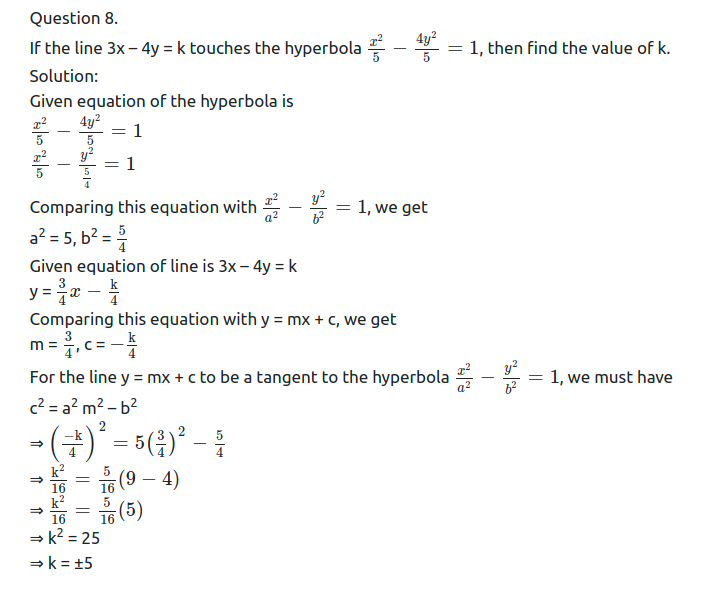 Maharashtra Board Solutions Class 11-Arts & Science Maths (Part 1): Chapter 7- Conic Sections Ex 7.3