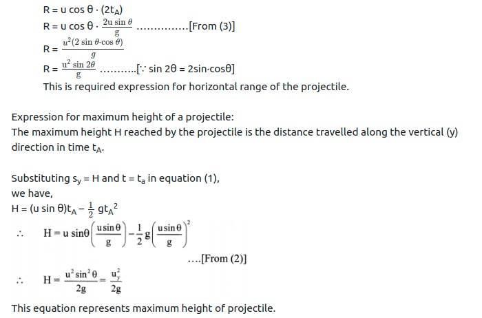 Maharashtra Board Solutions Class 11-Physics: Chapter 3- Motion in a Plane