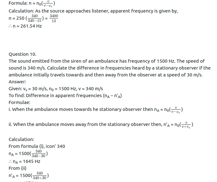 Maharashtra Board Solutions Class 11-Physics: Chapter 8- Sound