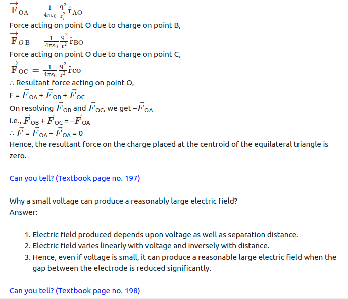 Maharashtra Board Solutions Class 11-Physics: Chapter 10- Electrostatics