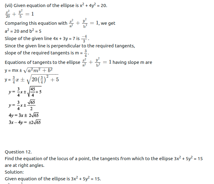Maharashtra Board Solutions Class 11-Arts & Science Maths (Part 1): Chapter 7- Conic Sections Ex 7.2