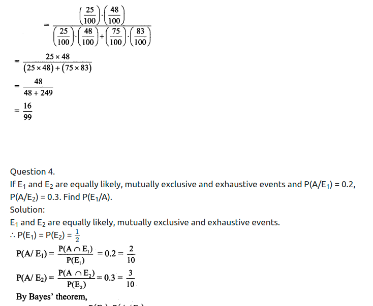 Maharashtra Board Solutions Class 11-Arts & Science Maths (Part 1): Chapter 9- Probability Ex 9.4