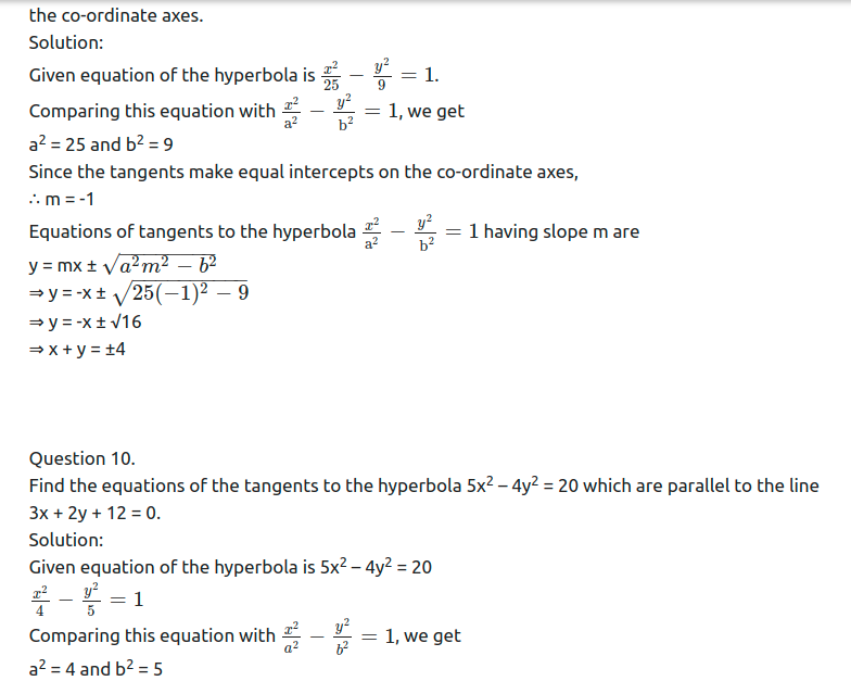 Maharashtra Board Solutions Class 11-Arts & Science Maths (Part 1): Chapter 7- Conic Sections Ex 7.3