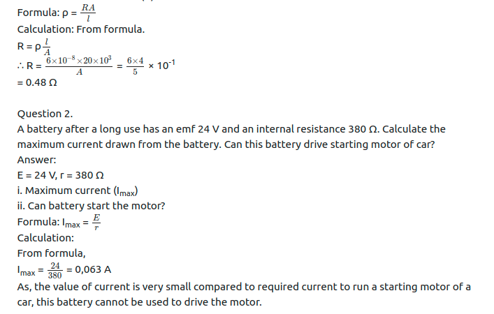 Maharashtra Board Solutions Class 11-Physics: Chapter 11- Electric Current Through Conductors