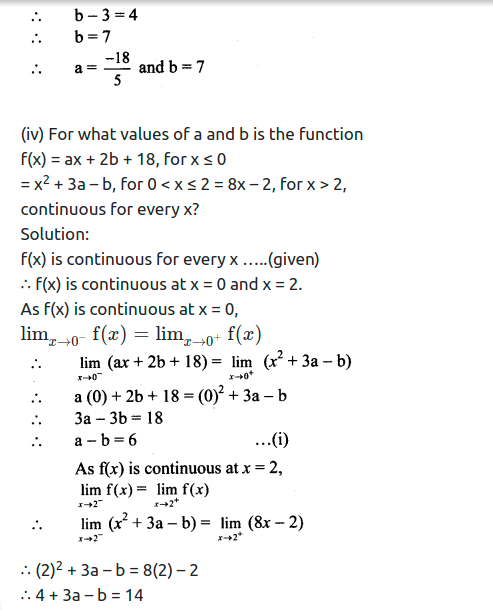 Maharashtra Board Solutions Class 11-Arts & Science Maths (Part 2): Chapter 8- Continuity Ex 8.1