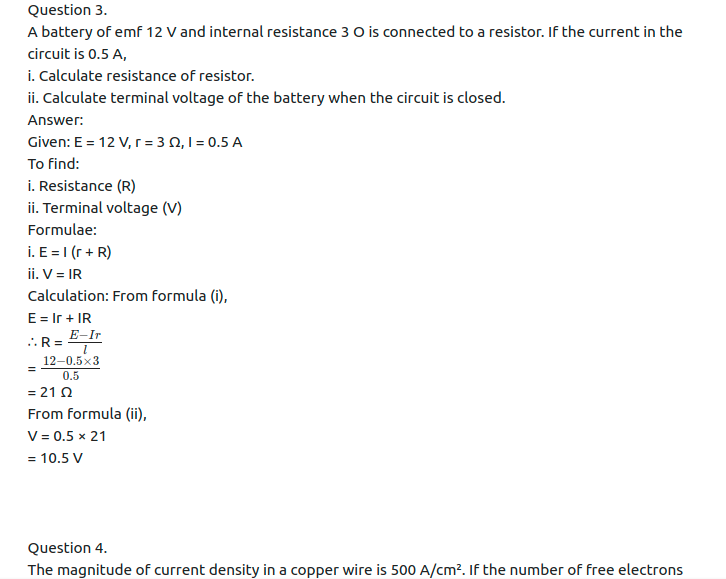 Maharashtra Board Solutions Class 11-Physics: Chapter 11- Electric Current Through Conductors