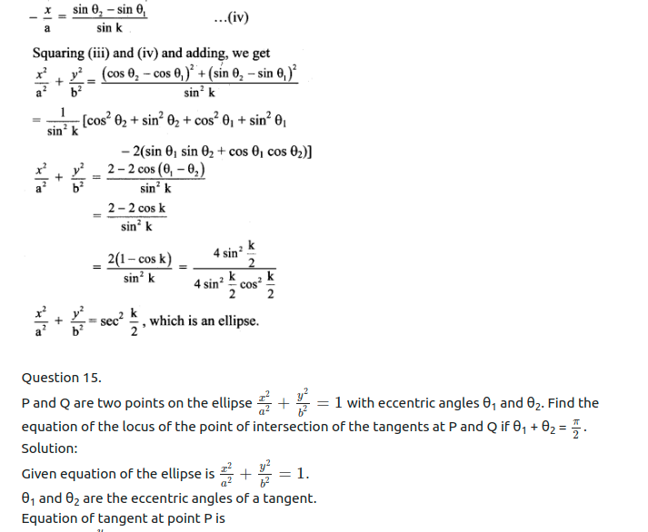 Maharashtra Board Solutions Class 11-Arts & Science Maths (Part 1): Chapter 7- Conic Sections Ex 7.2