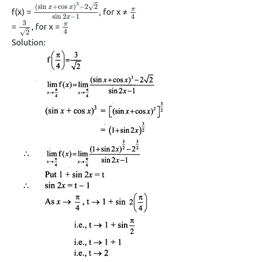 Maharashtra Board Solutions Class 11-Arts & Science Maths (Part 2): Chapter 8- Continuity Ex 8.1