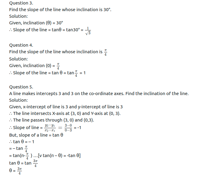 Maharashtra Board Solutions Class 11-Arts & Science Maths (Part 1): Chapter 5- Straight Line Ex . 5.2