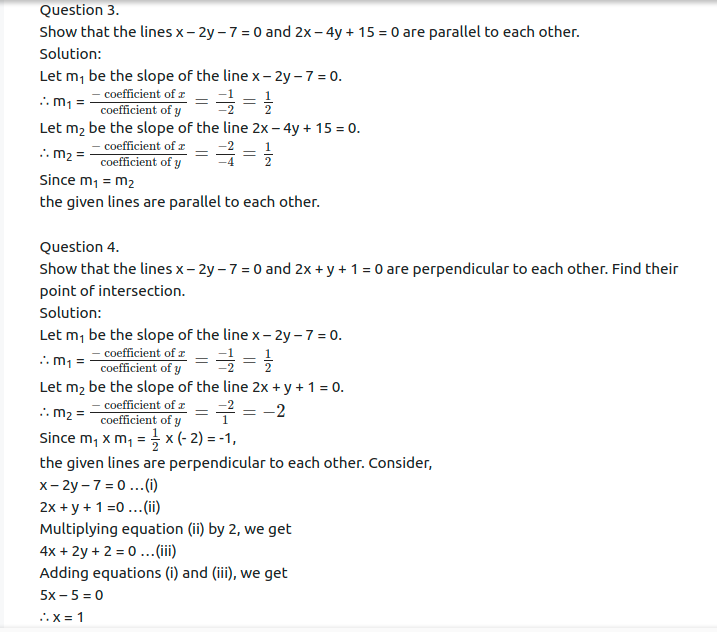 Maharashtra Board Solutions Class 11-Arts & Science Maths (Part 1): Chapter 5- Straight Line Ex . 5.3