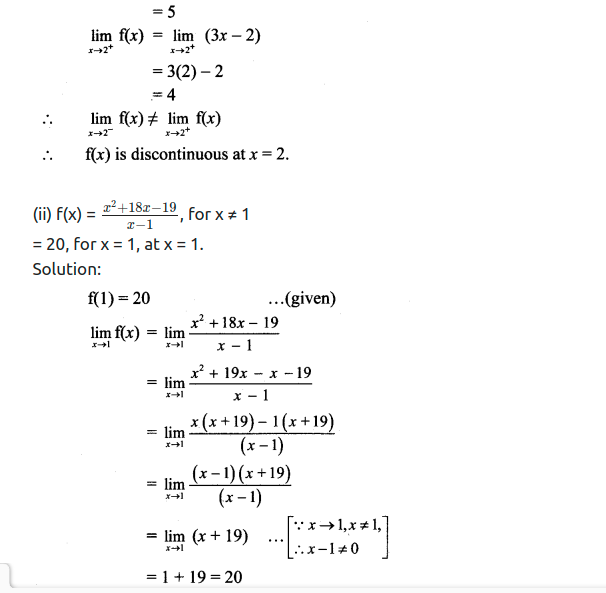 Maharashtra Board Solutions Class 11-Arts & Science Maths (Part 2): Chapter 8- Continuity Ex 8.1