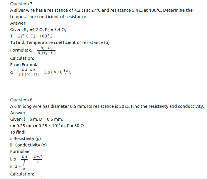Maharashtra Board Solutions Class 11-Physics: Chapter 11- Electric Current Through Conductors