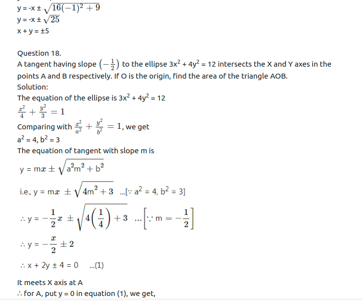 Maharashtra Board Solutions Class 11-Arts & Science Maths (Part 1): Chapter 7- Conic Sections Ex 7.2