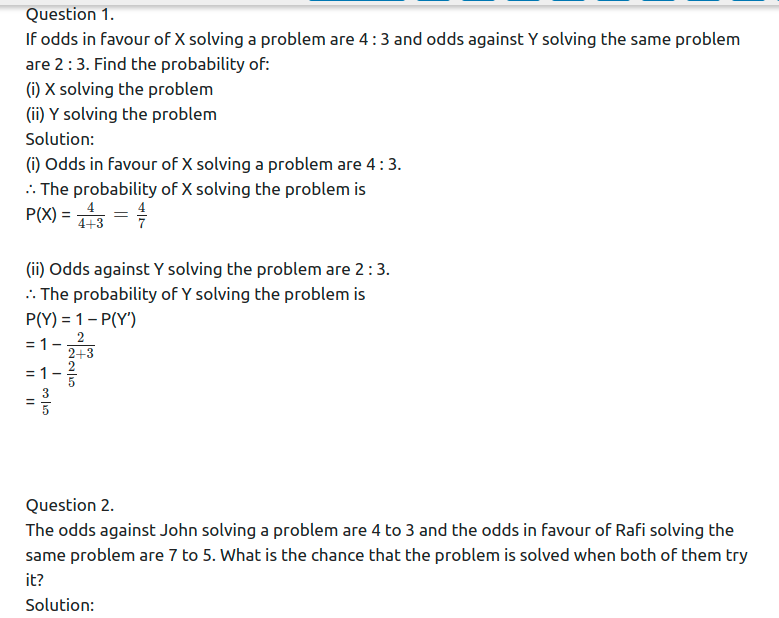 Maharashtra Board Solutions Class 11-Arts & Science Maths (Part 1): Chapter 9- Probability Ex 9.5