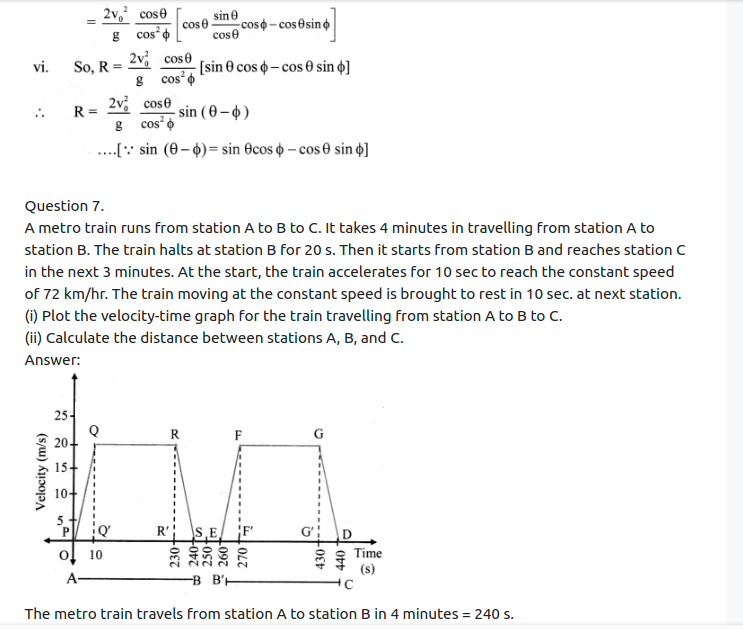 Maharashtra Board Solutions Class 11-Physics: Chapter 3- Motion in a Plane