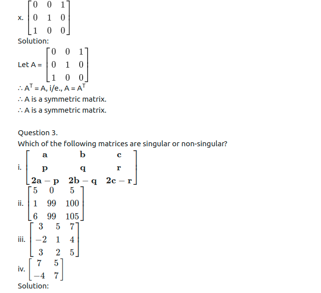 Maharashtra Board Solutions Class 11-Arts & Science Maths (Part 1): Chapter 4- Determinants and Matrices Ex 4.7