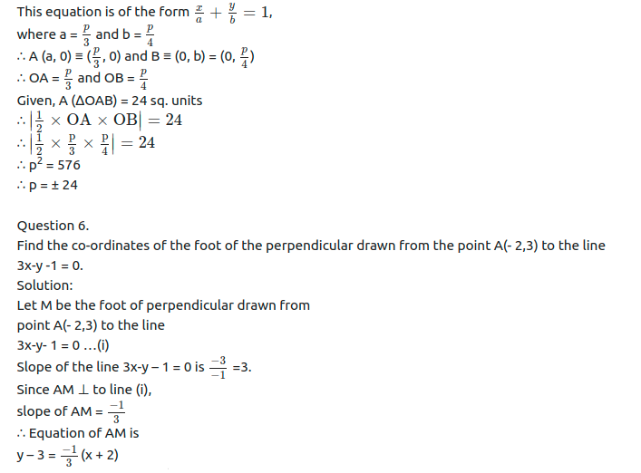 Maharashtra Board Solutions Class 11-Arts & Science Maths (Part 1): Chapter 5- Straight Line Ex . 5.3