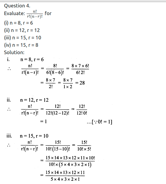 Maharashtra Board Solutions Class 11-Arts & Science Maths (Part 2): Chapter 3- Permutations and Combination Ex . 3.1