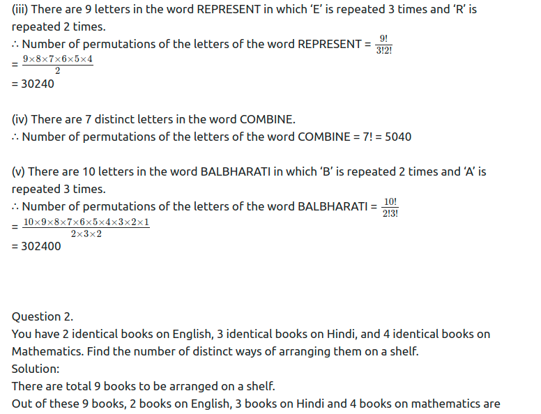 Maharashtra Board Solutions Class 11-Arts & Science Maths (Part 2): Chapter 3- Permutations and Combination Ex . 3.4