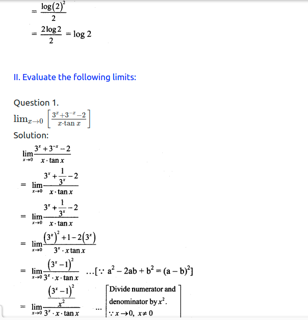 Maharashtra Board Solutions Class 11-Arts & Science Maths (Part 2): Chapter 7- Limits Ex 7.6