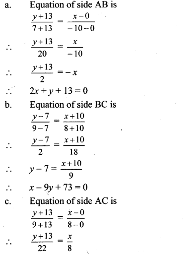Maharashtra Board Solutions Class 11-Arts & Science Maths (Part 1): Chapter 5- Straight Line Ex . 5.3