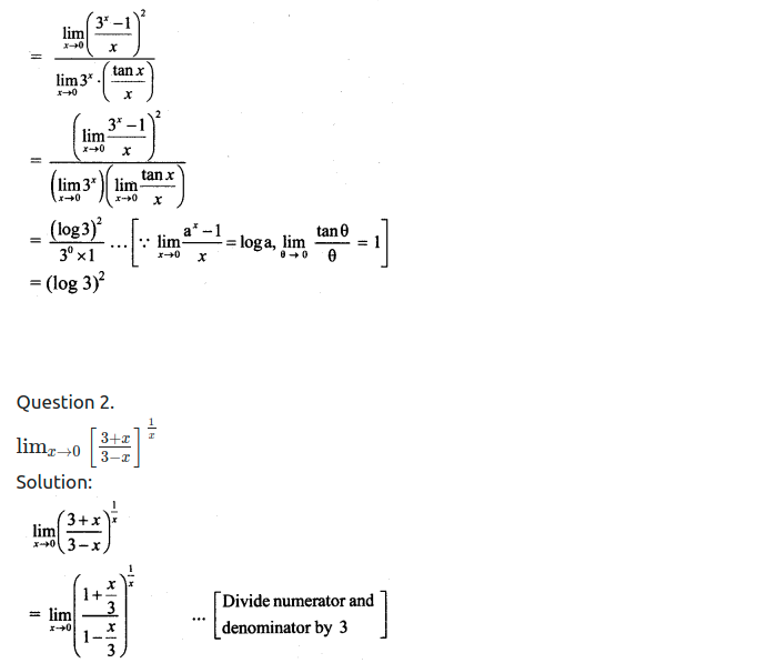 Maharashtra Board Solutions Class 11-Arts & Science Maths (Part 2): Chapter 7- Limits Ex 7.6
