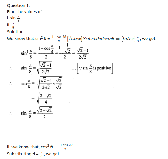 Maharashtra Board Solutions Class 11-Arts & Science Maths (Part 1): Chapter 3- Trigonometry – II Ex 3.3