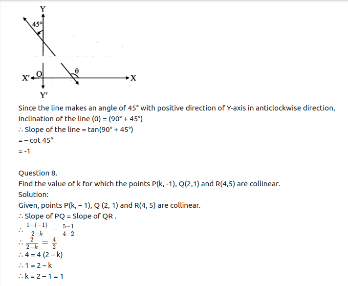 Maharashtra Board Solutions Class 11-Arts & Science Maths (Part 1): Chapter 5- Straight Line Ex . 5.2