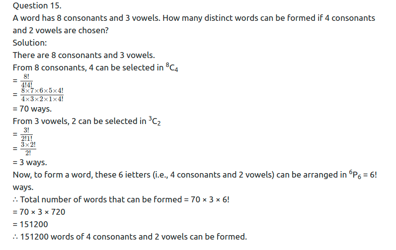 Maharashtra Board Solutions Class 11-Arts & Science Maths (Part 2): Chapter 3- Permutations and Combination Ex . 3.6