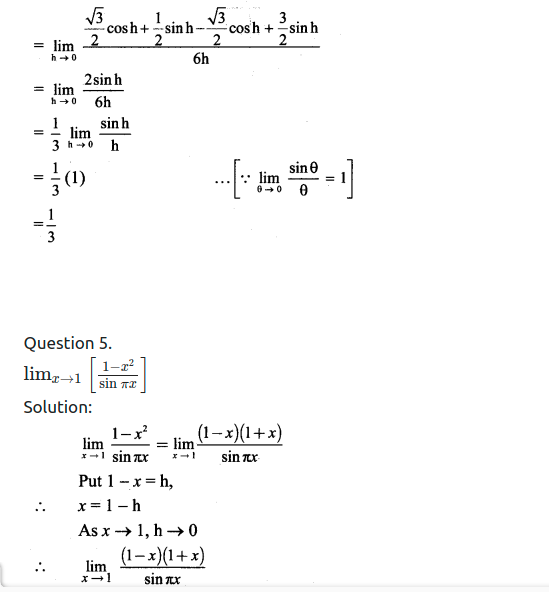 Maharashtra Board Solutions Class 11-Arts & Science Maths (Part 2): Chapter 7- Limits Ex 7.5