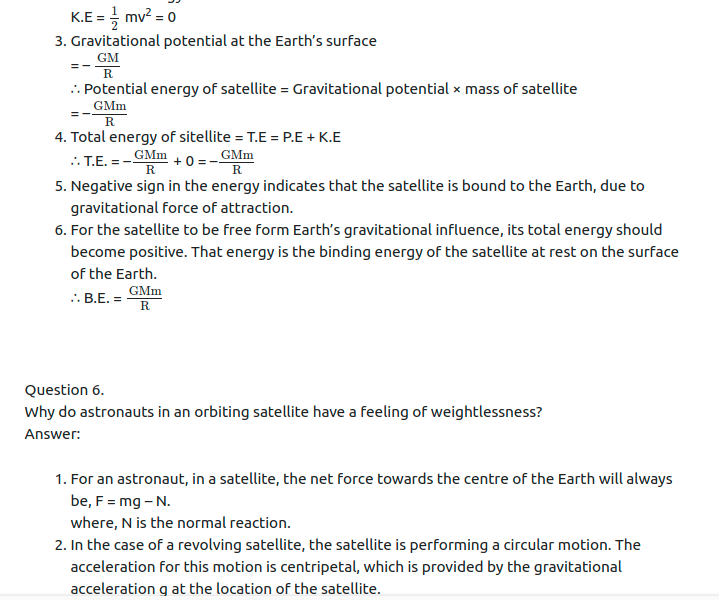 Maharashtra Board Solutions Class 11-Physics: Chapter 5- Gravitation