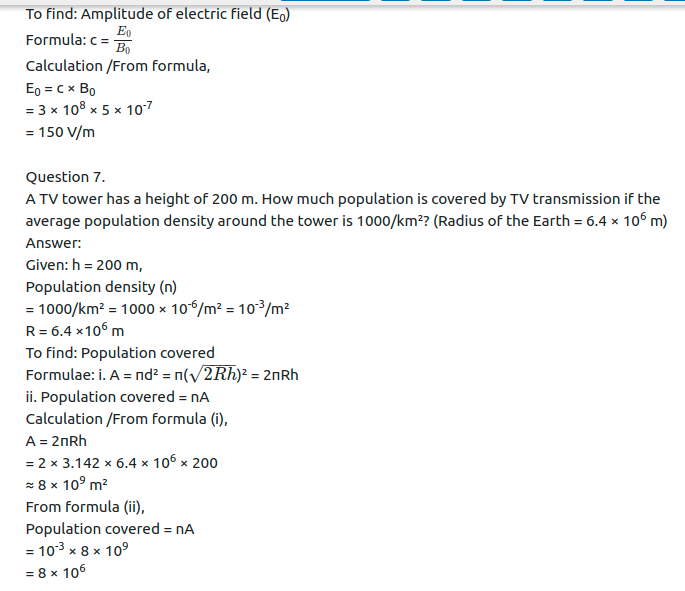 Maharashtra Board Solutions Class 11-Physics: Chapter 13- Electromagnetic Waves and Communication System