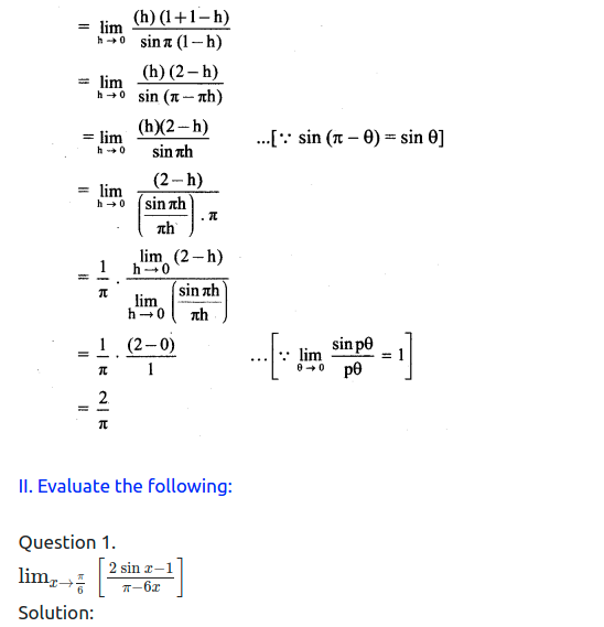 Maharashtra Board Solutions Class 11-Arts & Science Maths (Part 2): Chapter 7- Limits Ex 7.5