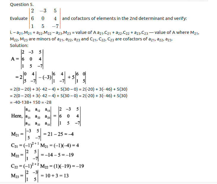 Maharashtra Board Solutions Class 11-Arts & Science Maths (Part 1): Chapter 4- Determinants and Matrices Ex 4.1