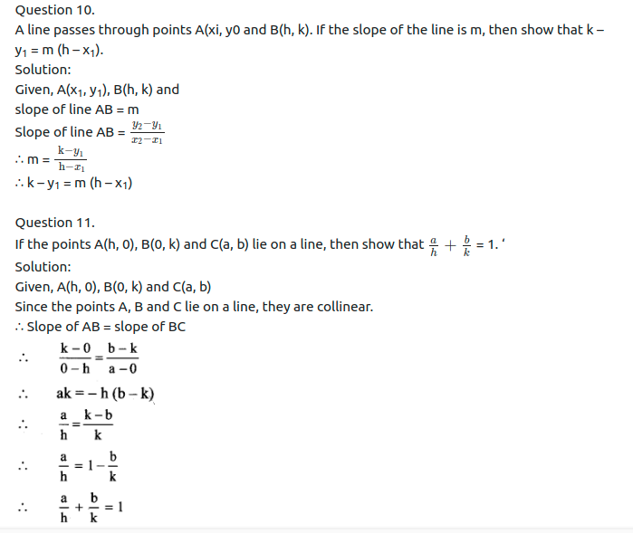Maharashtra Board Solutions Class 11-Arts & Science Maths (Part 1): Chapter 5- Straight Line Ex . 5.2
