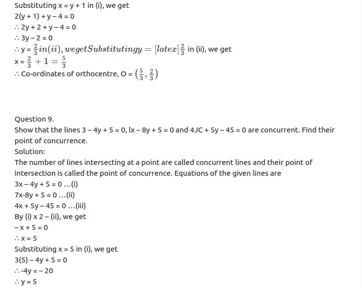 Maharashtra Board Solutions Class 11-Arts & Science Maths (Part 1): Chapter 5- Straight Line Ex . 5.3