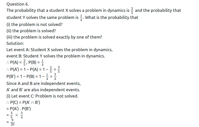 Maharashtra Board Solutions Class 11-Arts & Science Maths (Part 1): Chapter 9- Probability Ex 9.3
